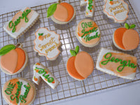 decorated sugar cookies, peach themed One Sweet Peach themed cookie set by 23sweets.com