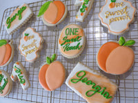 decorated sugar cookies, peach themed One Sweet Peach themed cookie set by 23sweets.com