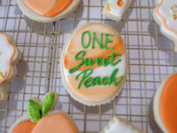 decorated sugar cookies, peach themed One Sweet Peach themed cookie set by 23sweets.com