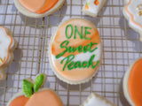 decorated sugar cookies, peach themed One Sweet Peach themed cookie set by 23sweets.com
