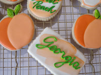 decorated sugar cookies, peach themed One Sweet Peach themed cookie set by 23sweets.com