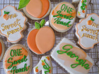 decorated sugar cookies, peach themed One Sweet Peach themed cookie set by 23sweets.com