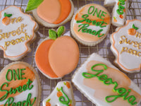 decorated sugar cookies, peach themed One Sweet Peach themed cookie set by 23sweets.com