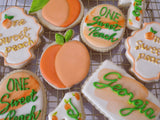 decorated sugar cookies, peach themed One Sweet Peach themed cookie set by 23sweets.com