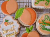 decorated sugar cookies, peach themed One Sweet Peach themed cookie set by 23sweets.com