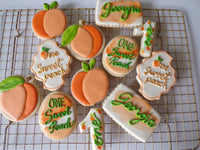 decorated sugar cookies, peach themed One Sweet Peach themed cookie set by 23sweets.com