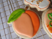 decorated sugar cookies, peach themed One Sweet Peach themed cookie set by 23sweets.com
