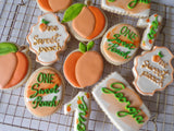 decorated sugar cookies, peach themed One Sweet Peach themed cookie set by 23sweets.com