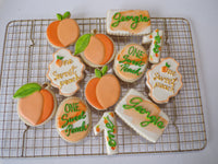 decorated sugar cookies, peach themed One Sweet Peach themed cookie set by 23sweets.com
