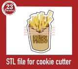 COOKIE CUTTER STL file, “FRIES” STL Cookie cutter file, instant download