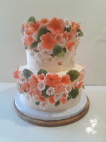 CAKE, 2 TIER Floral fantasy cake 8"/6" tiers birthday or wedding floral cake  round, buttercream covered