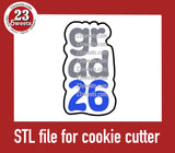 COOKIE CUTTER STL file, “Grad 26” STL Cookie cutter file, instant download