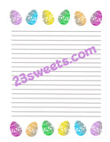 Digital Paper  EASTER EGGS border, lined writing paper instant printable DIY print (digital download) printable stationery, scrapbooking,