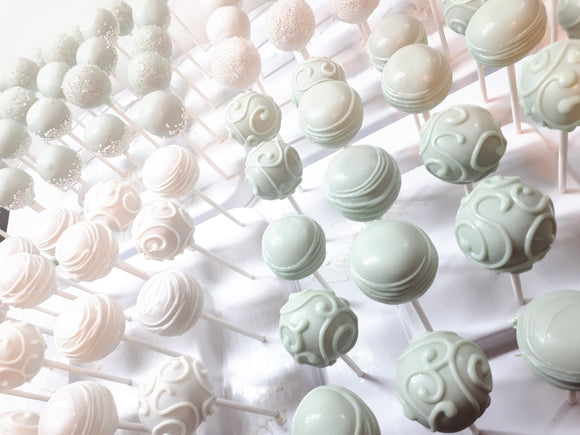 100 Sage green and white CAKE POPS, wedding CAKEPOPS, 100 wedding cake pops for bulk order, restaurants food service industry.