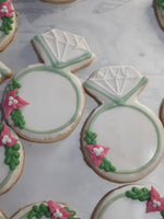 Engagement Bridal/ WEDDING RING COOKIES  royal icing DECORATED -COOKIES 1 dozen cookies