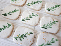 COOKIES with Leaf design, ENGAGEMENT, SHOWER, Bridal/ wedding COOKIES  vibrant bold colours royal icing DECORATED -COOKIES