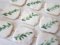 COOKIES with Leaf design, ENGAGEMENT, SHOWER, Bridal/ wedding COOKIES  vibrant bold colours royal icing DECORATED -COOKIES