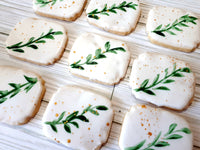 COOKIES with Leaf design, ENGAGEMENT, SHOWER, Bridal/ wedding COOKIES  vibrant bold colours royal icing DECORATED -COOKIES