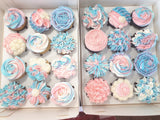 CUPCAKES Baby Shower, pink, blue and white, 1 dozen standard size