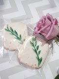 COOKIES with Leaf design, ENGAGEMENT, SHOWER, Bridal/ wedding COOKIES  vibrant bold colours royal icing DECORATED -COOKIES