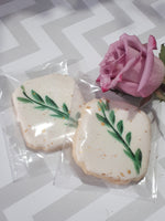 COOKIES with Leaf design, ENGAGEMENT, SHOWER, Bridal/ wedding COOKIES  vibrant bold colours royal icing DECORATED -COOKIES