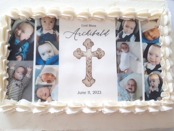 BAPTISM CAKE 9x13 sheet CAKE, with FONDANT DETAILS