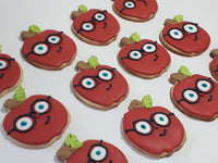 APPLE themed COOKIES  vibrant bold colours royal icing DECORATED -COOKIES
