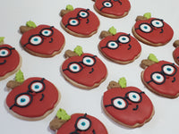 APPLE themed COOKIES  vibrant bold colours royal icing DECORATED -COOKIES
