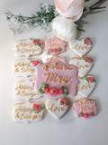 Bridal/ wedding pink white with Gold accents COOKIES  royal icing DECORATED -COOKIES