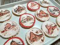 Cookies, Winter themed edible Image COOKIES (any image/ logo) royal icing DECORATED -COOKIES, 1 dozen cookies