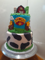 Farm themed Birthday Cake, (8 inch/6inch ) 2 tier fondant cake