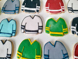 hockey jersery cookies, sports cookies, hockey cookies, sugar cookies, decorated sugar cookies, baked goods, bakery near me