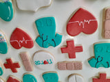 NURSING WEEK SUGAR COOKIES  cookies, royal iced sugar cookies, 1 dozen variety of designs