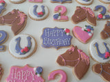 BIRTHDAY, HORSE  SUGAR COOKIES  cookies, royal iced sugar cookies, 1 dozen variety of designs