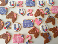 BIRTHDAY, HORSE  SUGAR COOKIES  cookies, royal iced sugar cookies, 1 dozen variety of designs