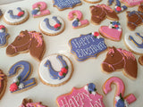 BIRTHDAY, HORSE  SUGAR COOKIES  cookies, royal iced sugar cookies, 1 dozen variety of designs