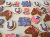 BIRTHDAY, HORSE  SUGAR COOKIES  cookies, royal iced sugar cookies, 1 dozen variety of designs