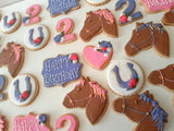 BIRTHDAY, HORSE  SUGAR COOKIES  cookies, royal iced sugar cookies, 1 dozen variety of designs