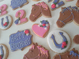 BIRTHDAY, HORSE  SUGAR COOKIES  cookies, royal iced sugar cookies, 1 dozen variety of designs