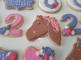 BIRTHDAY, HORSE  SUGAR COOKIES  cookies, royal iced sugar cookies, 1 dozen variety of designs