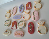 Bridal/ wedding pastel floral, wildflowers,  white with Gold accents COOKIES  royal icing DECORATED -COOKIES