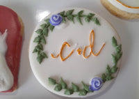 Bridal/ wedding pastel floral, wildflowers,  white with Gold accents COOKIES  royal icing DECORATED -COOKIES