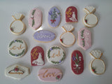 Bridal/ wedding pastel floral, wildflowers,  white with Gold accents COOKIES  royal icing DECORATED -COOKIES