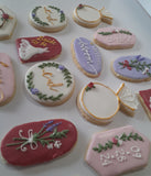 Bridal/ wedding pastel floral, wildflowers,  white with Gold accents COOKIES  royal icing DECORATED -COOKIES