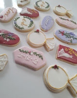 Bridal/ wedding pastel floral, wildflowers,  white with Gold accents COOKIES  royal icing DECORATED -COOKIES