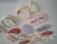 Bridal/ wedding pastel floral, wildflowers,  white with Gold accents COOKIES  royal icing DECORATED -COOKIES