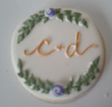 Bridal/ wedding pastel floral, wildflowers,  white with Gold accents COOKIES  royal icing DECORATED -COOKIES