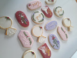 Bridal/ wedding pastel floral, wildflowers,  white with Gold accents COOKIES  royal icing DECORATED -COOKIES