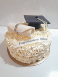 GRADUATION CAKE celebration cake 8 or 10 inch round available, rosettes buttercream covered  cake