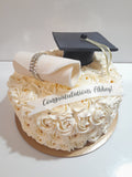 GRADUATION CAKE celebration cake 8 or 10 inch round available, rosettes buttercream covered  cake